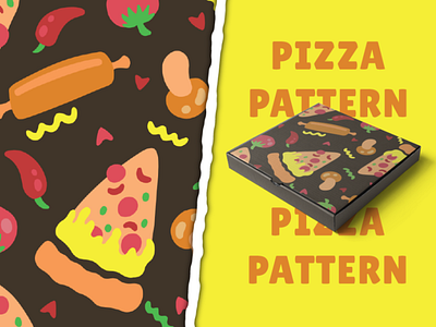 Cartoon Pizza Slice Pattern background cartoon design food graphic design illustration pattern pizza