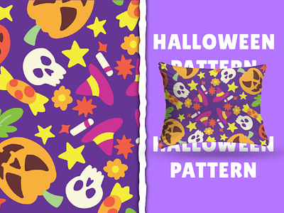 Cute Skull Halloween Pattern background cartoon cute design graphic design halloween illustration kids pattern