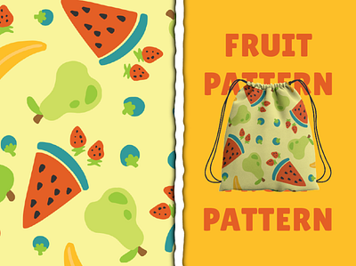Tropical Fruit Pattern background cartoon cute design fruit graphic design illustration kids pattern summer