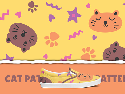 Cartoon Cute Cats Pattern animal background cartoon cats cute design graphic design illustration kids pattern