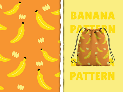 Banana Fruit Seamless Pattern background banana cartoon cute design graphic design illustration pattern