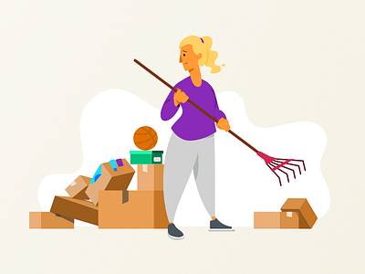 Decluttering boxes clean clutter illustration junk pile stuff