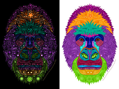 Colorful Gorilla Face adobe illustrator animal illustrations animals colorful colors details digital art endangered species gorilla gorilla illustration illustration illustration art illustrations illustrator vector vector art vector illustration