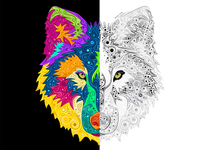 Wild Wolf Illustration: magnificent creatures abstract art adobe illustrator animals colorful illustration colors detailed illustration digital art digital illustration illustration illustration art illustrations illustrator wild animals wildlife wolf wolf illustration wolves