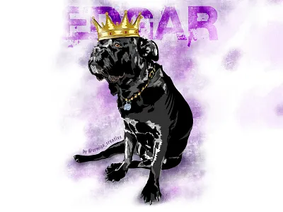 Commission for dog portrait — Edgar The King animals digital art digital illustration dog illustration dog portrait dogs illustration illustration art illustrations illustrator pet illustrations pet portraits procreate procreate art procreate illustration