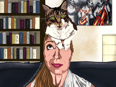 PK and I being silly in an illustrated world animals cat illustrations cats digital art digital illustration fun illustrations illustration illustration art illustrations pets procreate procreate art procreate illustration self illustration