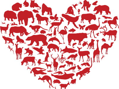 Love to our fellow creatures animal heart shape animal silhouettes animals animals illustrated critters heart shape love passion project silhoutte