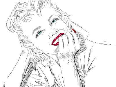 Marilyn Relaxed beautiful women famous people illustrations line illustrations marilyn monroe