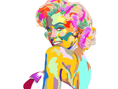 Marilyn portrait with color colors design illustration illustration art illustrations marilyn monroe pop art pop culture