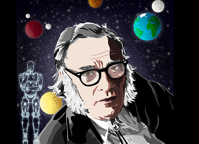 Isaac Asimov Illustration asimov authors digital art illustration illustrations illustrator isaac asimov science fiction authors vector art vector illustrations writers