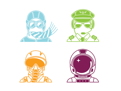 Flight Crew astronaut aviator goggles helmet icon illustration pilot vector