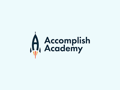 Accomplish Academy branding identity logo rocket vector