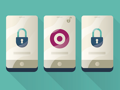 Mobile Security editorial illo illustration illustrator lock mockup phone target