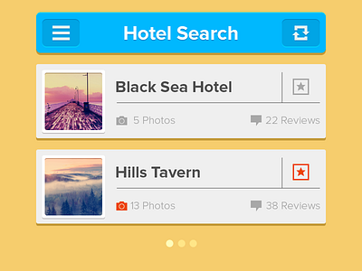 Hotel Search blue gray grey iphone psd rebound red ui yellow