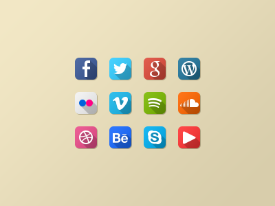 set´ flat icons media psd social