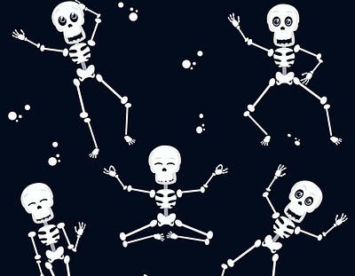 Skeleton print poses Happy Halloween baby cartoon drawin holyday illustration kids logo poses print set skeleton smile