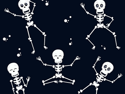 Skeleton print poses Happy Halloween baby cartoon drawin holyday illustration kids logo poses print set skeleton smile