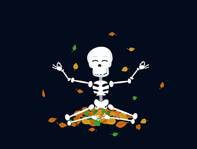 Yoga skeleton Happy Halloween baby backround cartoon cute dark halloween holyday illustration kids leaf lovely nice print skeleton