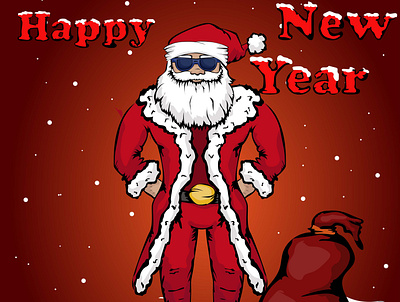 Santa Happy New Year baby cartoon cute holyday illustration kids newyear santa