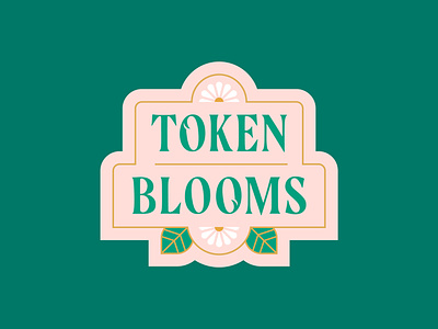 Token Blooms art deco branding daisy deco design floral flower shop flowers gold leaves logo retro typography