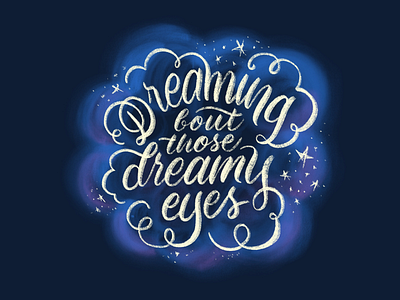 Dreamy blue digital dream lettering procreate stars