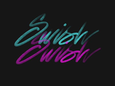 Swish Swish blue digital lettering pink procreate