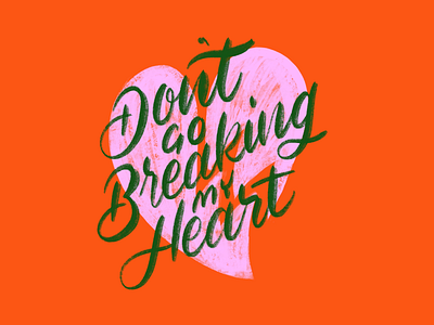 Heart Breaker backstreetboys digital heart lettering orange pink procreate