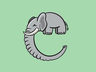 Elephant alphabet digital e elephant green illustration procreate