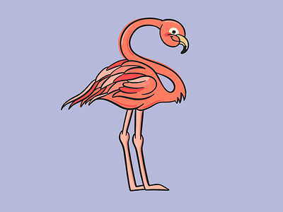 Flamingo alphabet bird cure digital flamingo illustration kids pink procreate purple