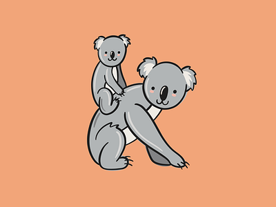 Koala alphabet digital illustration k koala peach procreate