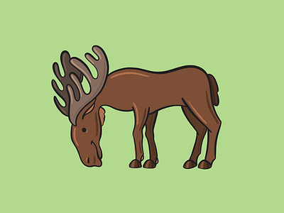 Moose alphabet animal cute digital green illustration kids m moose procreate