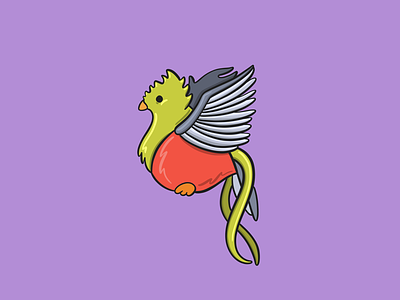 Quetzal alphabet bird cute digital illustration kids procreate purple q quetzal