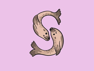 Sea Lions alphabet animal cute digital illustration kids lettering procreate s sealion swim typography
