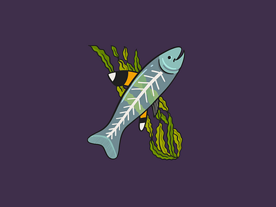 X-ray Fish alphabet digital fish illustration procreate sea x ray