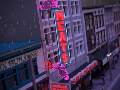 Save On Meats 3d gastown lowpoly vancity vancouver
