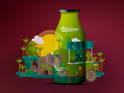 Nutricane - Sugarcane Juice Packaging illustration indian juices nutricane packagingdesign sugarcane vector art