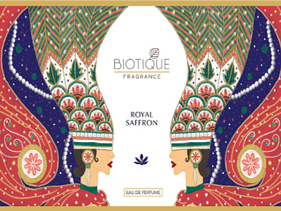 BIOTIQUE - Perfume Packaging Design biotique design erte illustration indian natural packaging packagingdesign perfume photoshop saffron