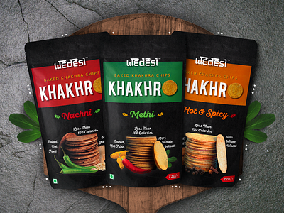 WeDesi - Khakhra Chips Packaging Design chips design graphicdesign indian khakhra packaging packagingdesign pouch wedesi