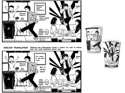 Comic Illustration for Warkop DD comic comic style cup design design eco friendly go green illustration keep it clean manga manga style packaging design
