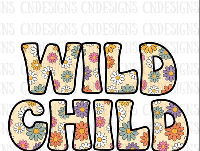 Wild Child floral PNG | Retro Boho PNG app branding design graphic design illustration logo typography ui ux vector