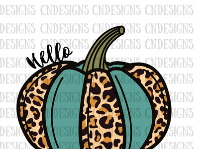 Hello Pumpkin PNG | Leopard and Teal PUMPKIN PNG