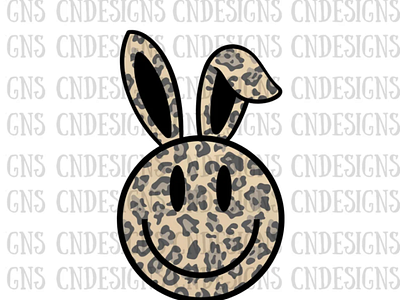 Leopard Easter Bunny PNg| Smiley Face Bunny png