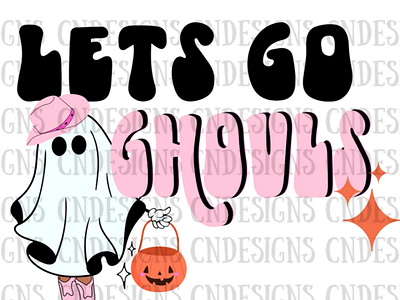 Lets go GHOULS PNG | Retro halloween png | boho halloween png