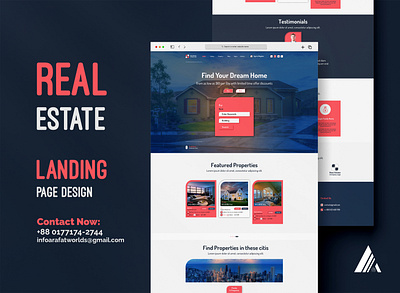 Real Estate Landing Page Design Template 3d animation branding graphic design logo motion graphics ui