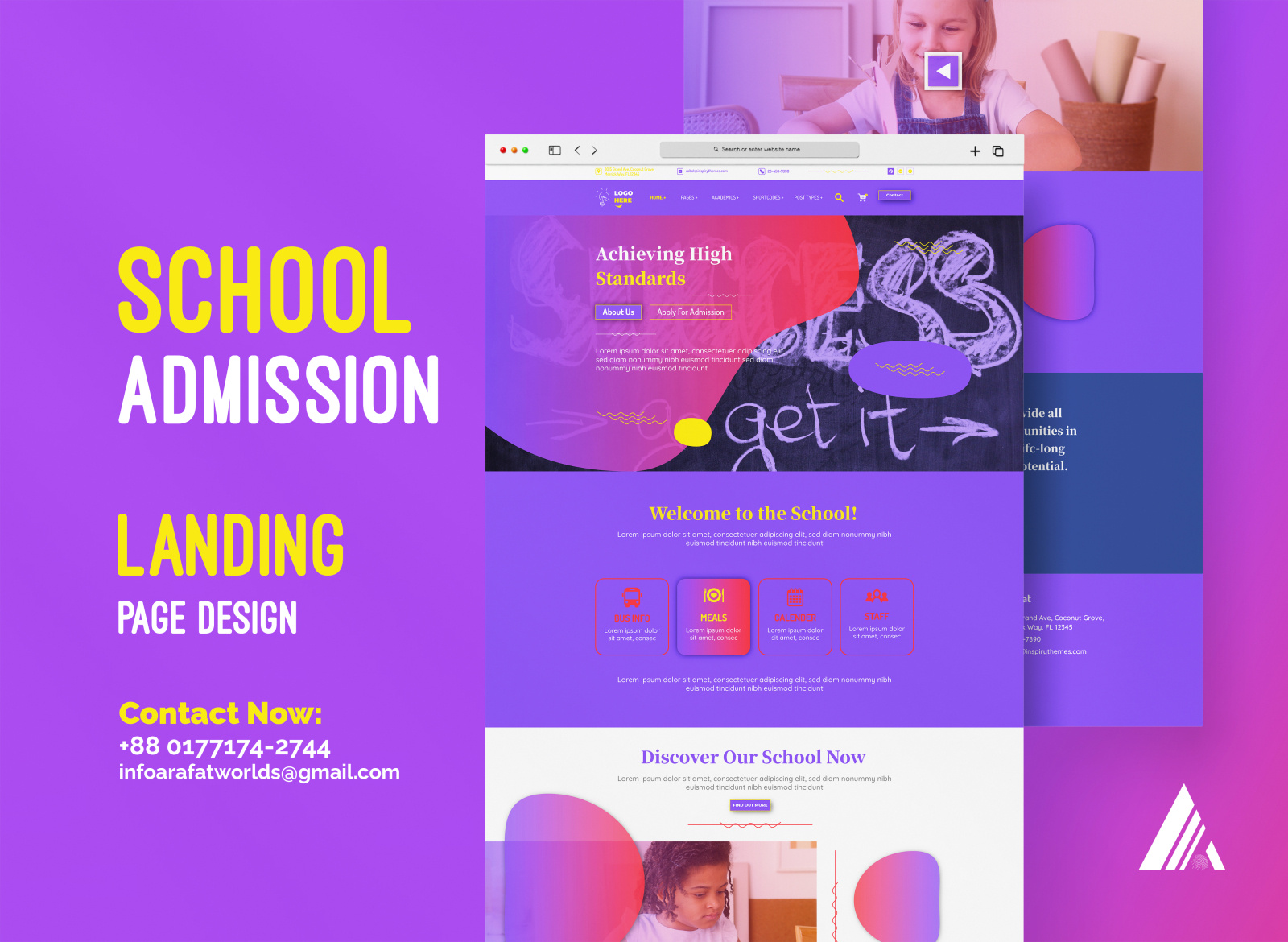 School Admission Landing Page Design Template by Arafat's World on Dribbble