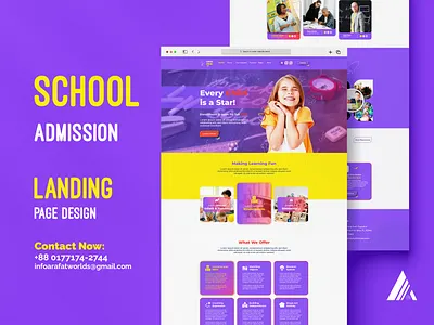 School Admission Landing Page Design Template graphic design landing motion graphics ui ux