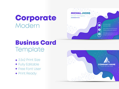 Corporate Business Card Design Template business card colorful corporate design design template multipurpose template white