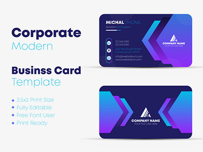 Corporate Business Card Design Template professional red