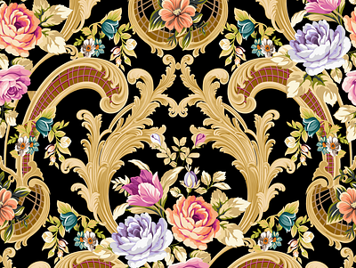 Baroque Floral art branding design illustration vector