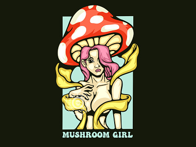 Mushroom Girl !!! artwork brand design digital drawing graphic design illustration merch tattoo tee tshirt